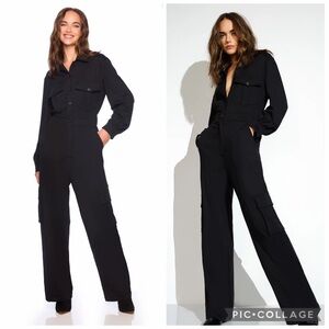 NWT SUSANA MONACO Black Cargo Jumpsuit size small
